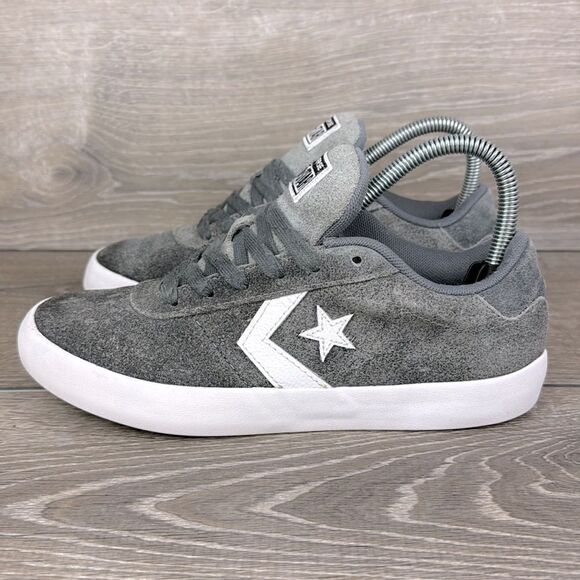 Converse Point Star Ox Cool Gray Leather White Women’s Sz 7 Low Top Sneakers - Picture 3 of 10